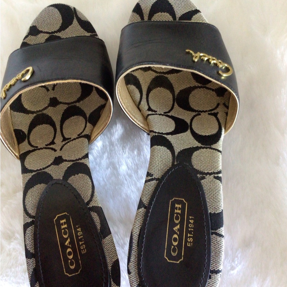 Coach Black and Cream Women's Sandals